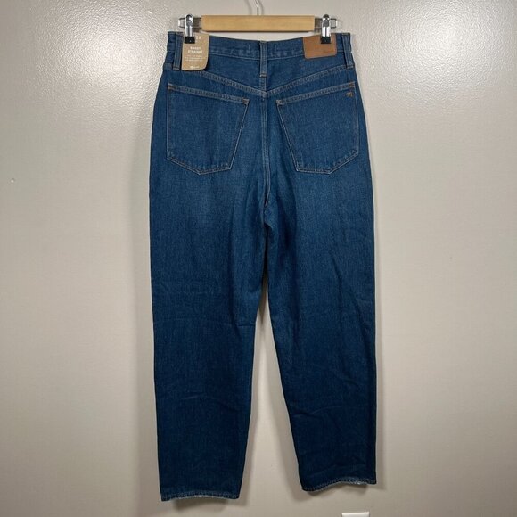 Madewell Baggy Straight Jeans Size 28 Dark Worn Indigo Wash High Rise Slouchy - Picture 2 of 15